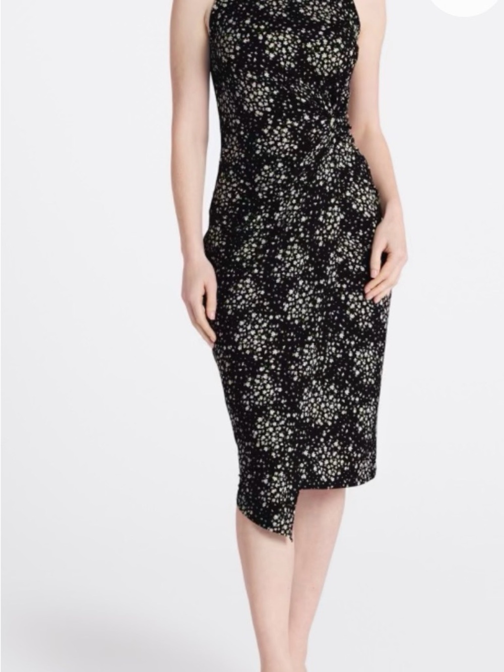 Floral Black & White Sleeveless Midi Dress  Size  XL - Picture 2 of 10